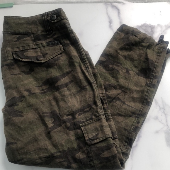 Sanctuary by Anthropologie Linen Relaxed Fit Camo Cargo Pants Size 25 - Picture 15 of 16
